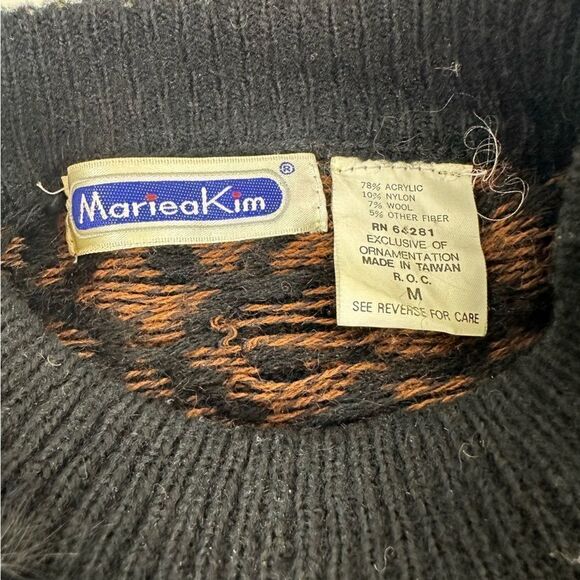 MARIEA KIM Women’s Vintage Animal Print Sweater Sz M - Picture 5 of 6